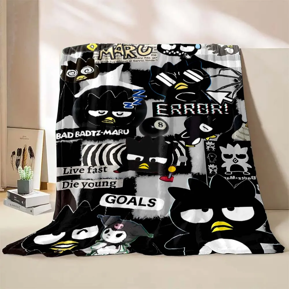 Bad Badtz Maru Cartoon Sanrio Flannel Fluffy Throw Camping Blanket for Children Sofa Throw Blanket Modern Fashion Gift Miniso