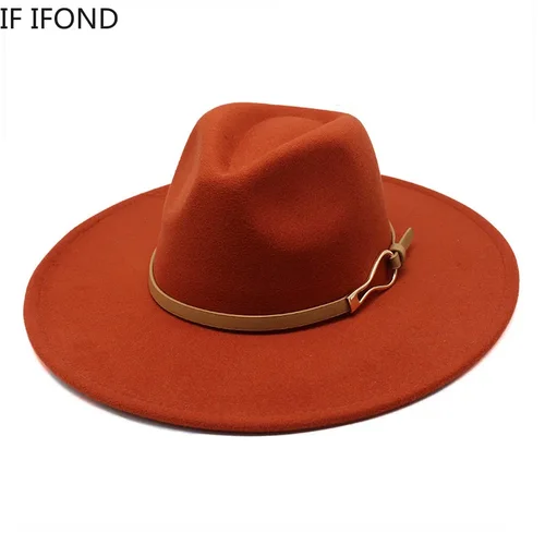 Imagen 2 del producto Sombrero Fedora 2022 para mujer, ala ancha grande de 9,5 cm, sombrero de Jazz de fieltro caqui Vintage, gorra de vestir Formal de invierno, sombreros de mujer