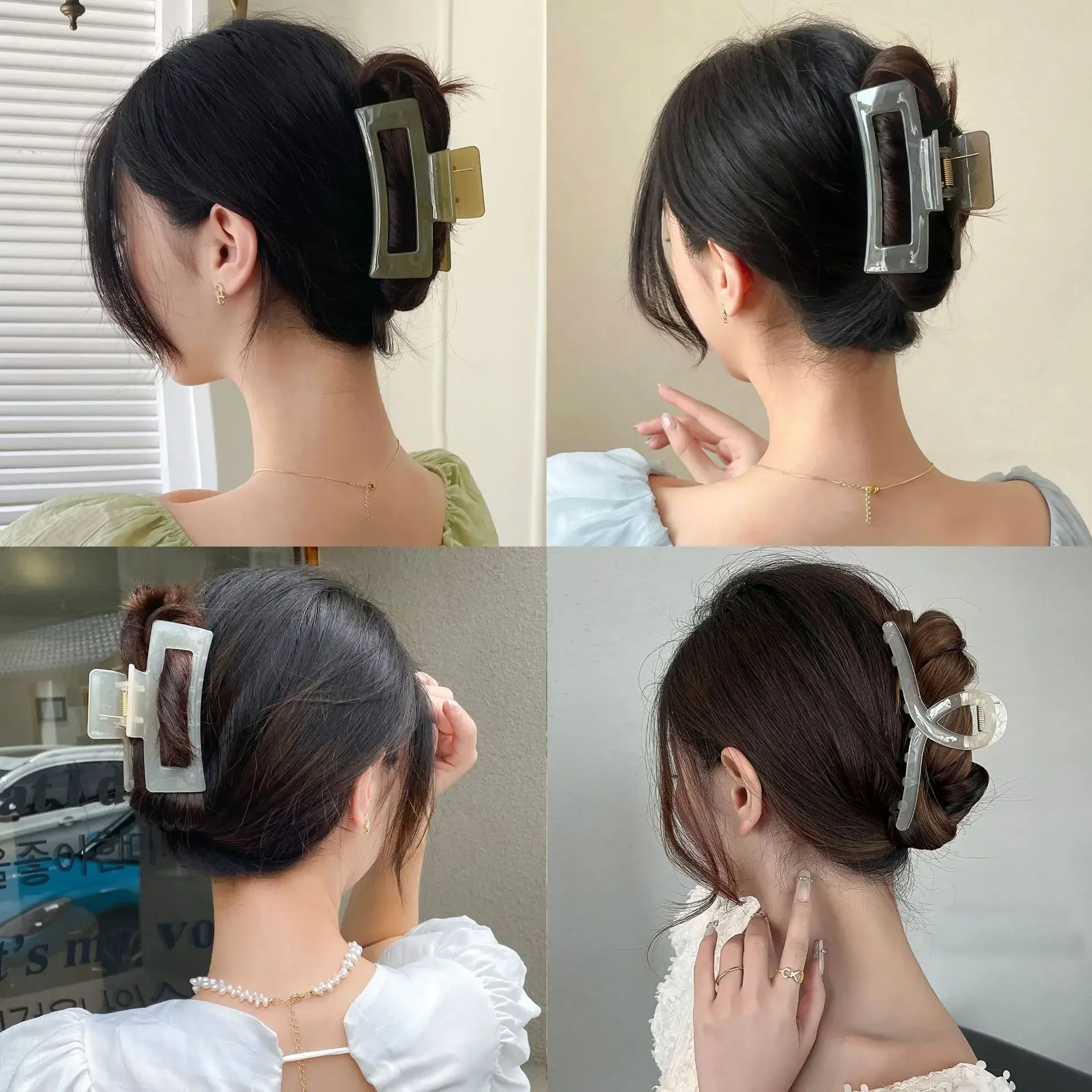 Pinza para el pelo para mujer y niña, pinza para el pelo grande transparente de plástico, pinzas para el pelo de cangrejo, accesorios para el