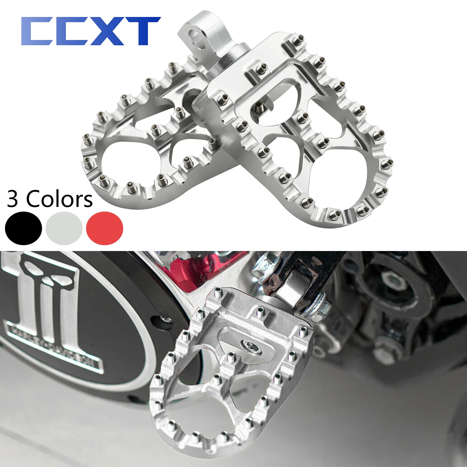 Szerokie podnóżki motocyklowe CNC 360° ° Obracający się, regulowany, odpowiedni dla Harley Dyna 883 Sportster 883 Softail Slim FLS S