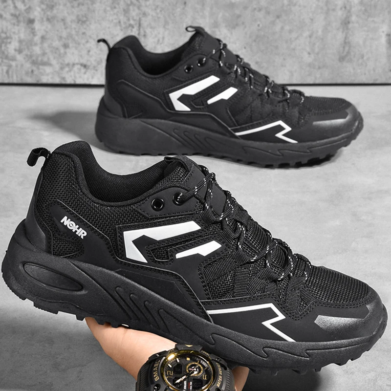 

Мужская повседневная обувь высокого качества, модная дышащая сетчатая противоскользящая спортивная обувь на шнуровке с низким вырезом, новая прогулочная обувь для мужчин