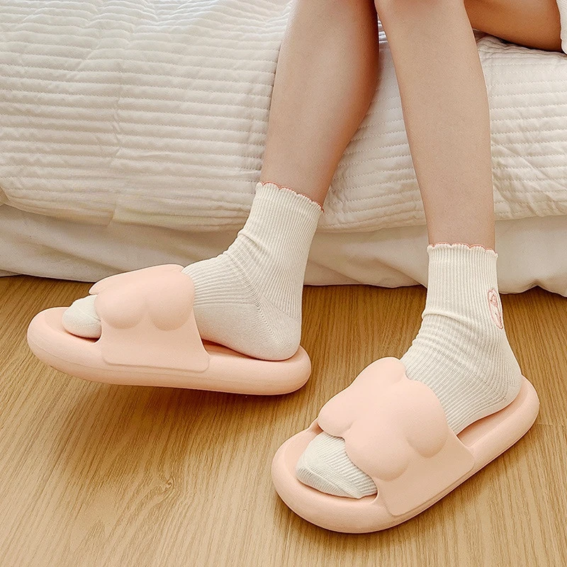 Woman Home Slippers summer Sandals Cute Kawaii bow cartoon anti-slip soft Indoor Outdoor beach comfy Non Slip Thick bottom 2024