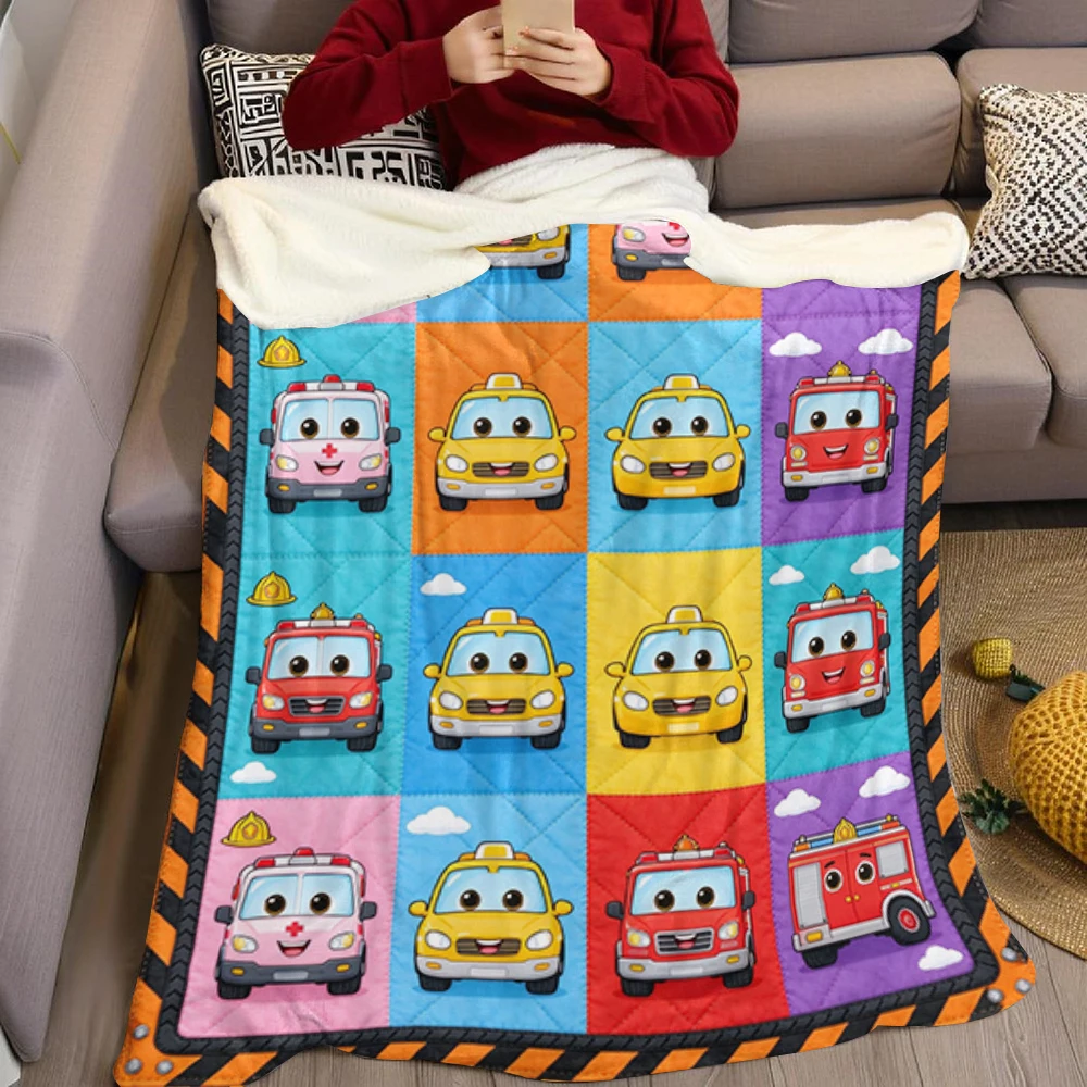 Ambulance School Mixer Flannel Blanket Perfect for Sofa Office Bed Travel Sleep Read Relax Camping Four Season Use