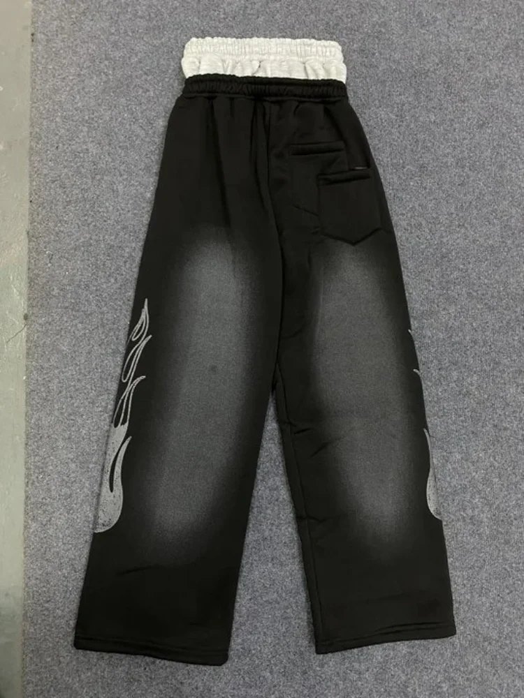 Свободные широкие брюки с двойным поясом, повседневные брюки, универсальные брюки с цветными блоками, модный тренд