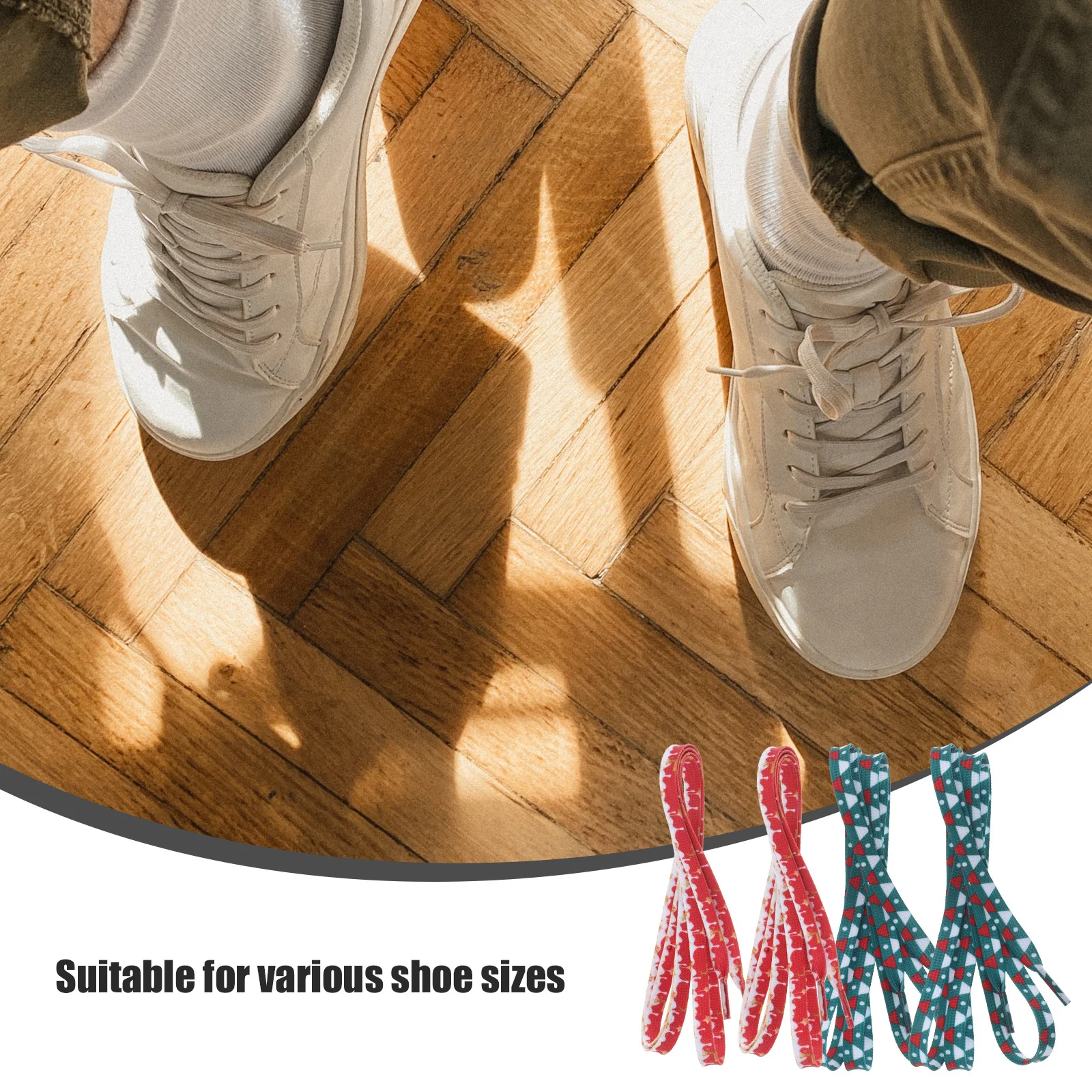 

2 пары рождественских шнурков, уникальный дизайн, плоские прочные цветные шнурки для кроссовок, ботинок, праздничный подарок, цветные шнурки