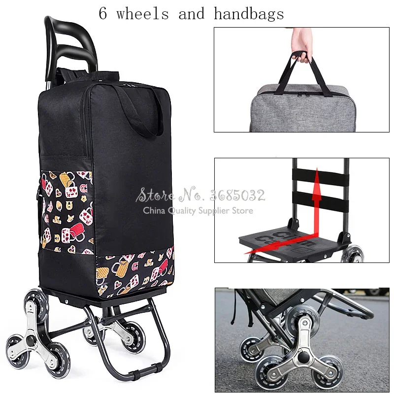 Climbing Cart Trolley, Elderly Luggage Case, Folding Trailer Shopping Bags - Convenient Portable Household Carrier