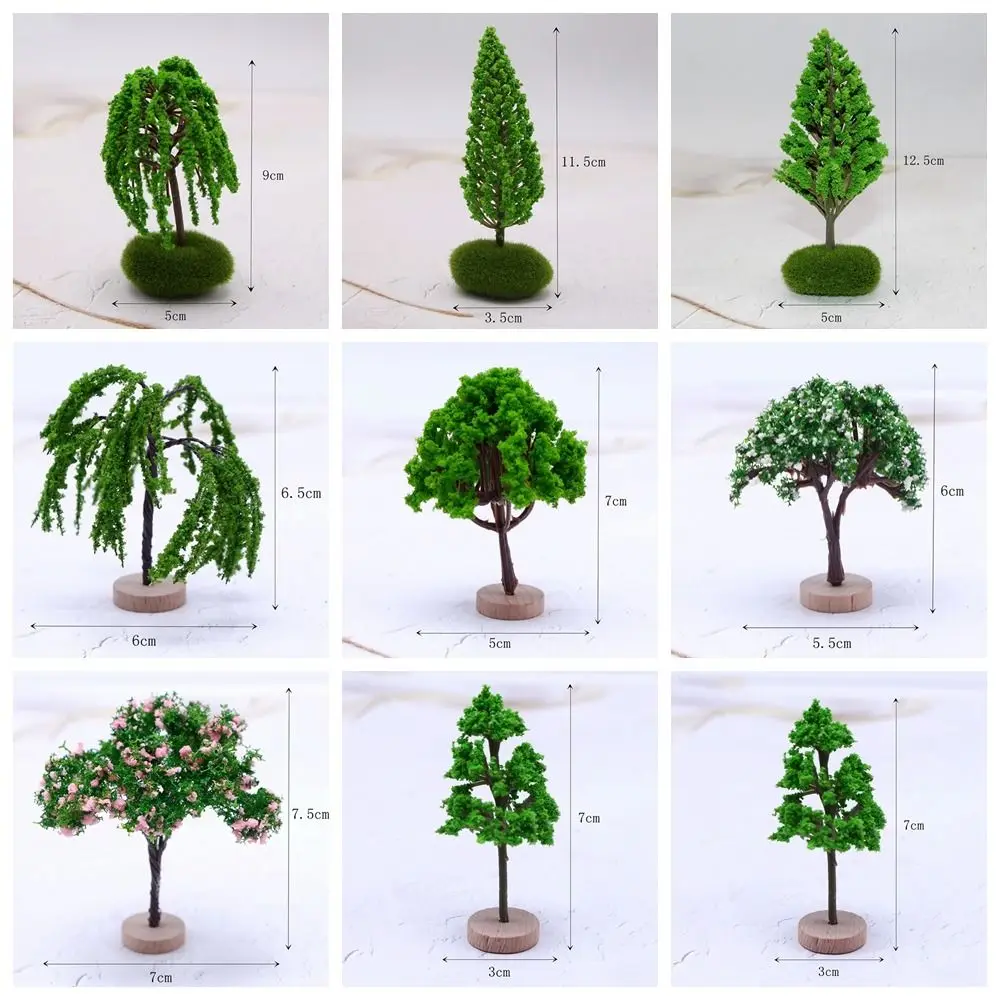 Accesorios de árbol de flores de Micro jardín verde, árboles de paisaje en miniatura de varios tamaños, mesa de arena de jardín de hadas, estatuilla de árbol de simulación