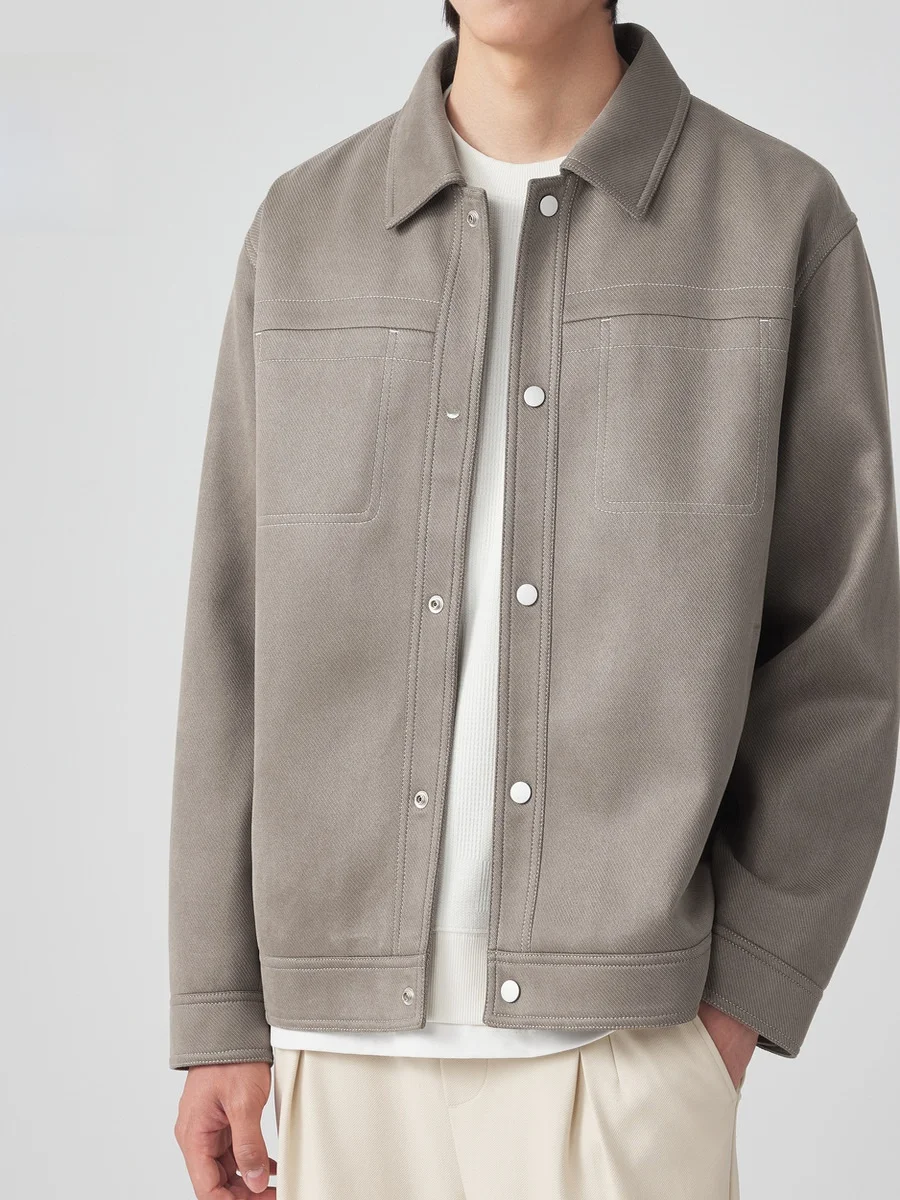 

Men's Workwear Jaet Suede Simulation Decorative Stitching Long Sve Slim Fit Regular Length Polyester Ammonia Fiber Jaet