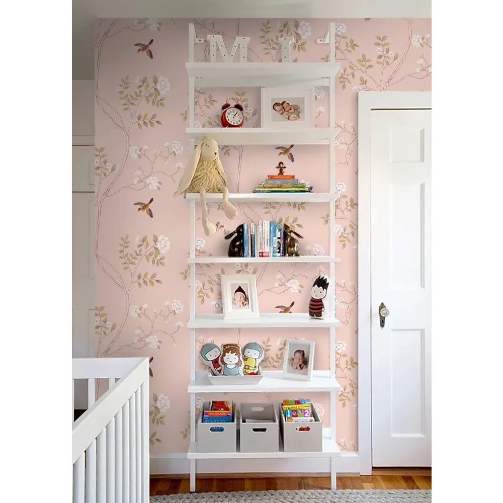 ورق جدران قابل للإزالة قابل للتقشير واللصق باللون الوردي الزهري لغرفة النوم والحمام، 15.3 بوصة × 787 بوصة ورق اتصال ذاتي اللصق