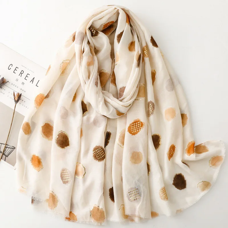 Winter Lurex Glitter Circle Dot Fringe Viscose Soft Scarf Cotton Shawls Women Perfect for Travel Casual Muslim Hijab 180*90Cm