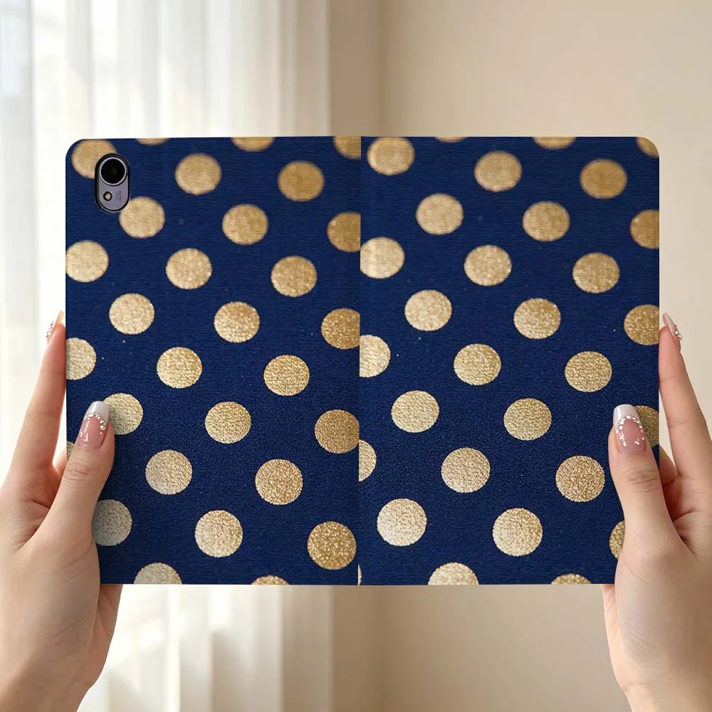 Blue Gold Polka Dot Pen Tray For Huawei MediaPad MatePad Honor Pro V6 9 V8 X9 X 10 13.3 12.3 11 11.5 Inch Tablet Case