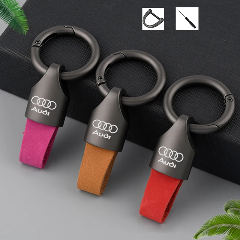 Luxury Men Women Leather/Metal Key Chain Fashion Keychain Key Ring Holder For Audi RS A4 B8 B6 B7 B9 A3 8P 8V 8L A6 C7 C6 C5 A5