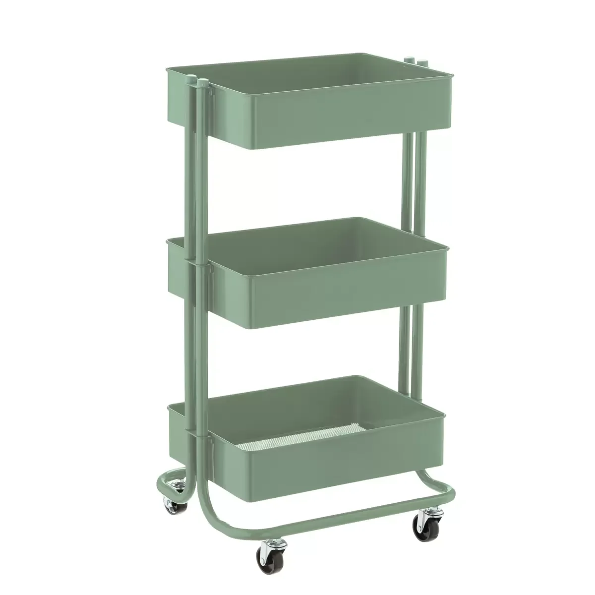 

3-Tier Rolling Cart Sage Rolling Cart Constructed of steel