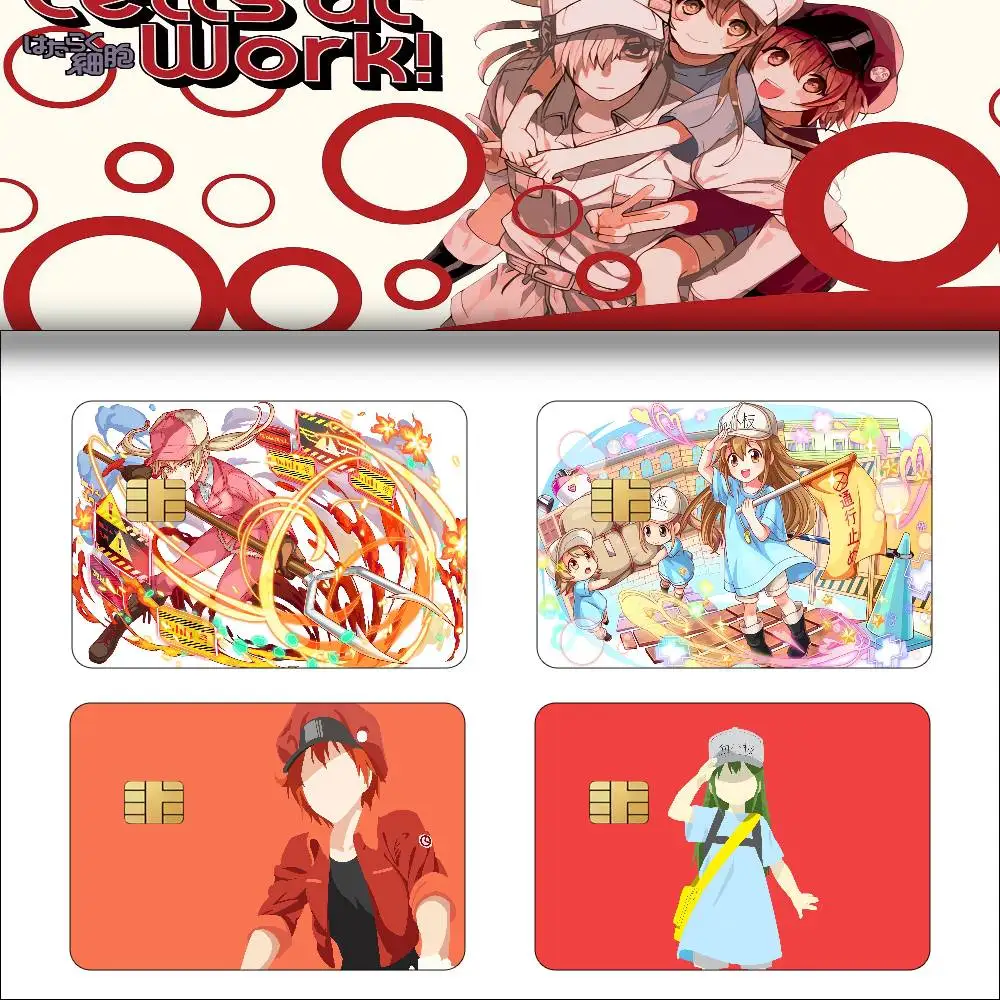Anime C-Cells At Work! 4pcs 1Set Of VISA Credit Card Subway Access Card Waterproof Stickers
