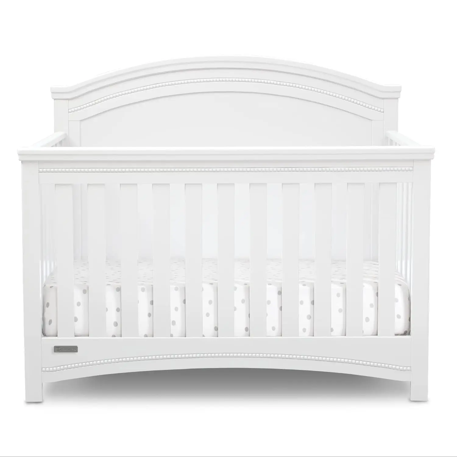 

Delta Children Simmons Kids SlumberTime Emma 4-in-1 Convertible Baby Crib N More - Greenguard Gold Certified, Bianca White