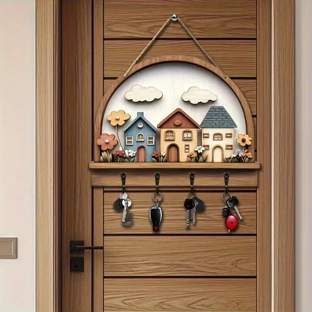 2D Wooden Keyframe, Featuring Rural Charm and Floral Patterns, Versatile for Home Use, Wall, Porch, Seasonal Decoration, Gifts