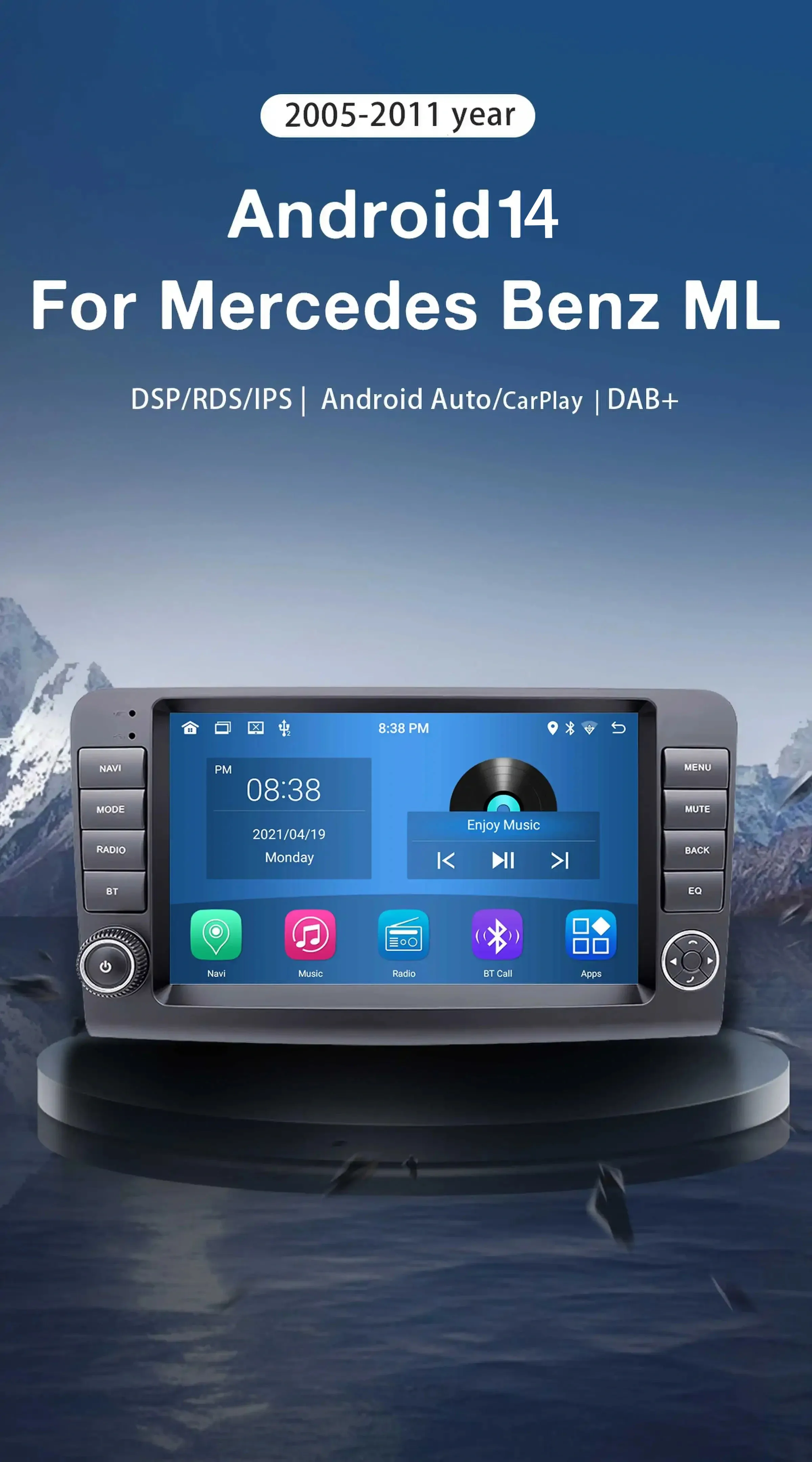 2 Din Android 14 Car Radio For Mercedes Benz M CLASS ML W164 X164 ML350 ML300 GL500 ML320 ML280 GL350 GL450 Multimedia Stereo 4G
