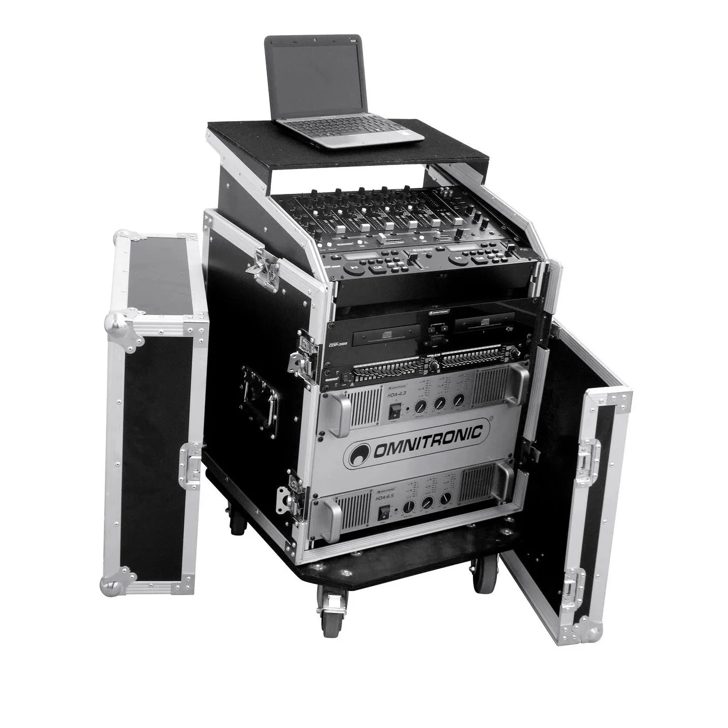 Flight Road Case, 1100x400x400mm Aluminum Plywood Rack Case, Heavy-duty Caster Transport Case, Pro Audio Storage Case