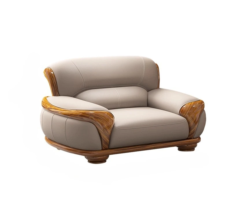 

New Chinese ebony leather sofa, living room combination, large and small apartment first layer cowhide straight row sofa