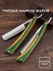 Japan S45C Carbon Steel Razor Straight Edge Sharp Barber Shop Razor Vintage Folding Manual Shaver Natural Colorful Wood Handle