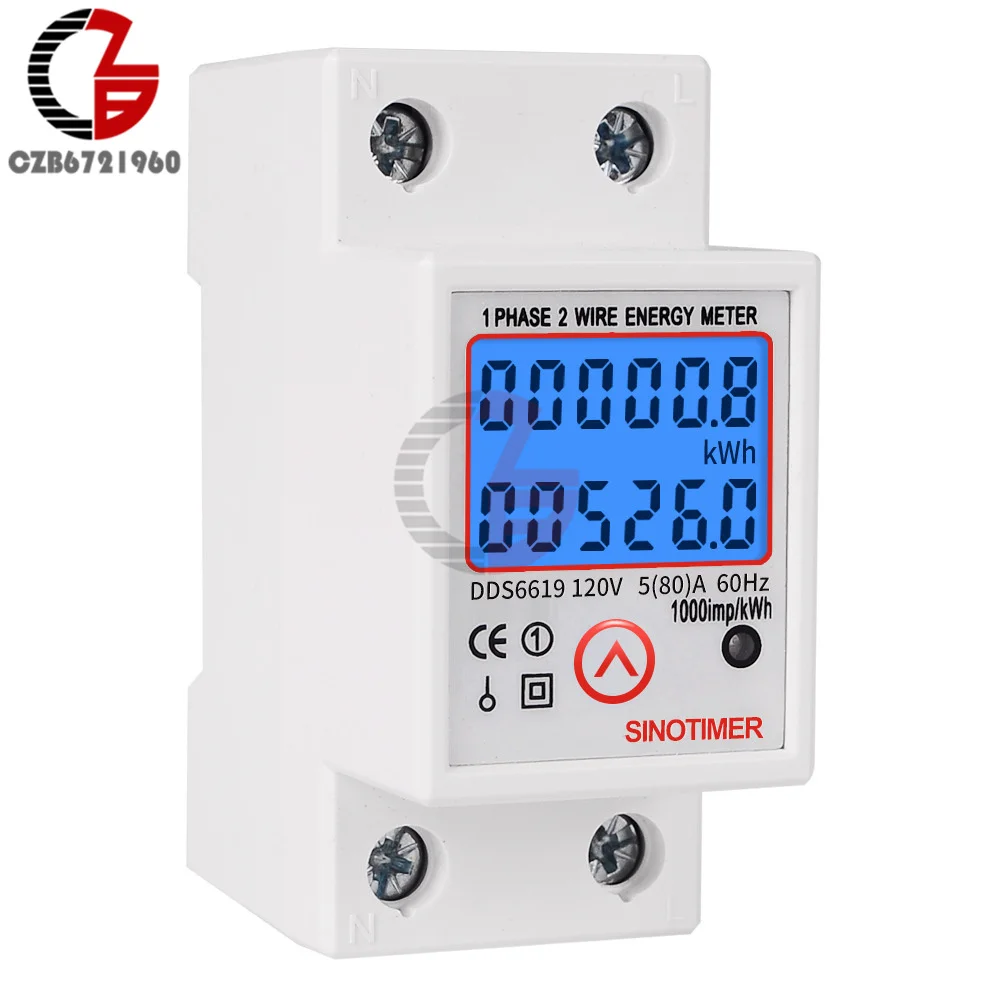 Din Rail Digital Single Phase Reset Zero Energy Meter kWh Voltage Current Power Consumption Meter Wattmeter Multimeter 220V 110V