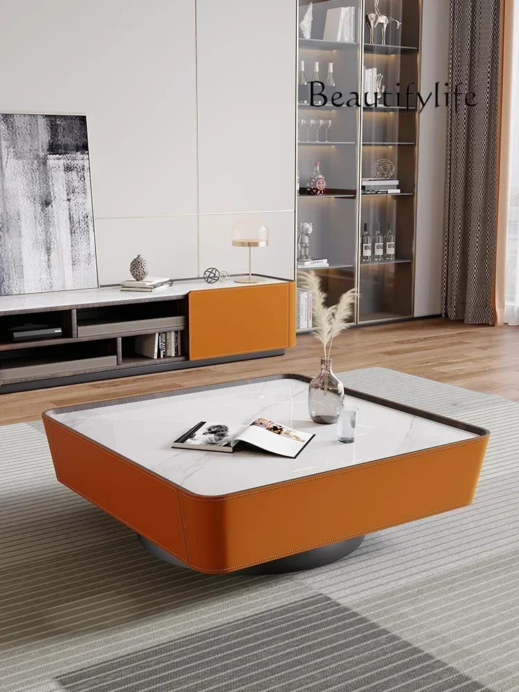 

N19 N Minimalist Saddle Coffee Table TV Cabinet Combination Modern Designer Light Luxury Square Living Room Stone Plate