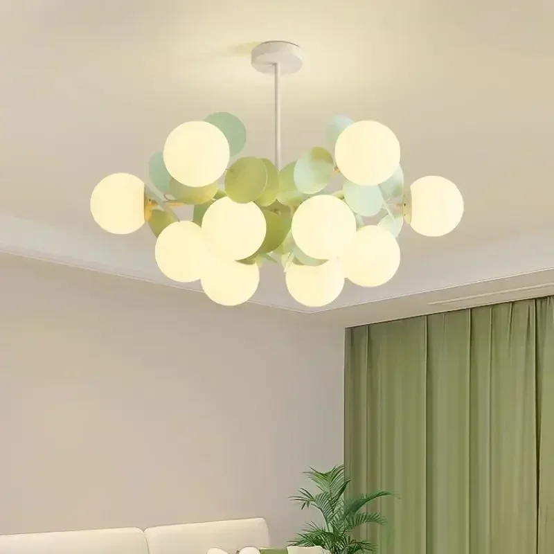 

Nordic Green Magic Bean Molecule Glass Chandelier Bedroom Life Restaurant Home Decoration Home Lighting Pendant Lights LED