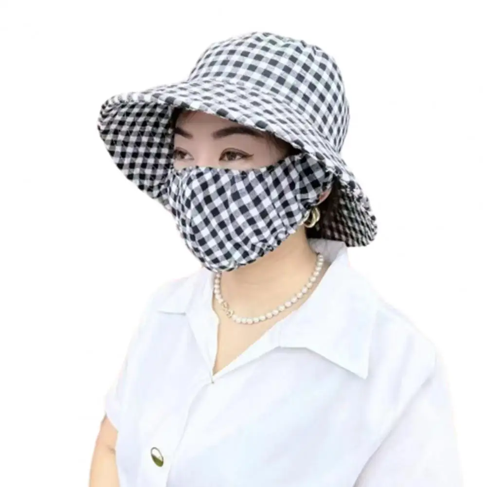 Topi untuk wanita pelindung matahari luar ruangan Anti UV bersepeda topi pantai wanita Floppy lipat topi wanita penutup wajah