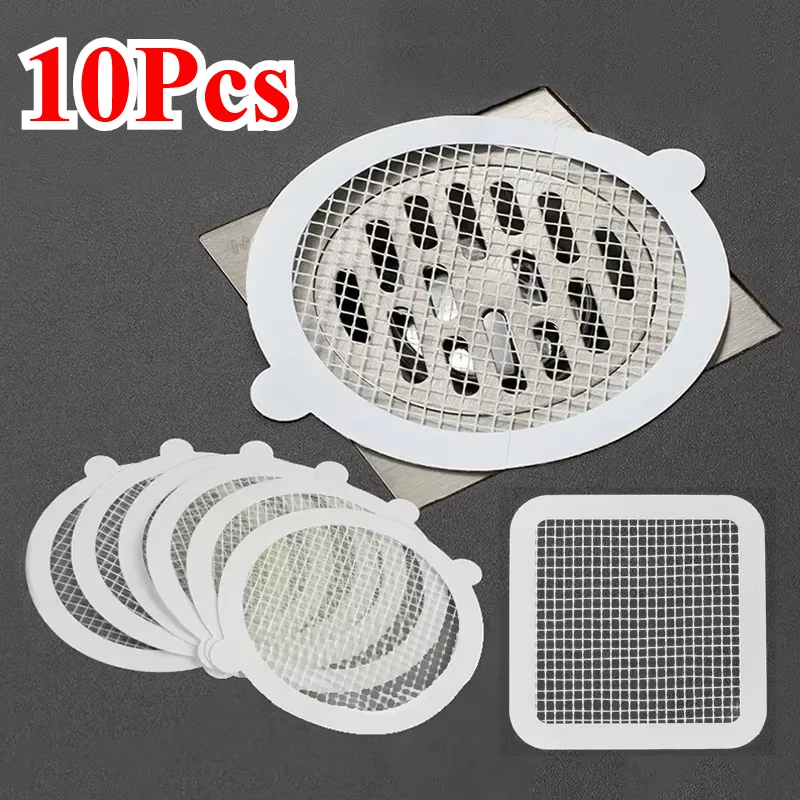 10Pcs Disposable Shower Drain Hair Catcher Mesh Filter Strainer for Bathroom Bathtub Kitchen Sink