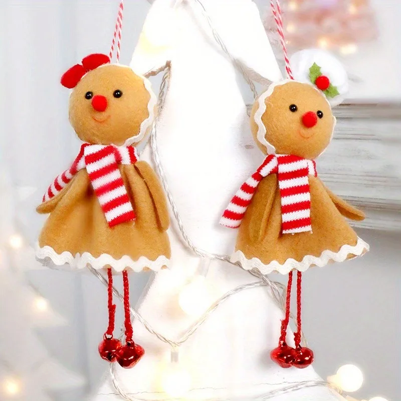 

Christmas Tree Ornaments Gingerbread Man Pendants Cloth Gingerman Doll Xmas Hanging Decoration for Home New Year