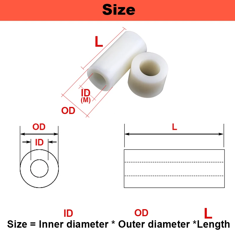 20~300Pcs M3 M4 M5 M6 M8 Nylon ABS Round Hole Insulation Isolation Column Plastic Cushion PC Board Elevate Gasket Ring L=2~50mm