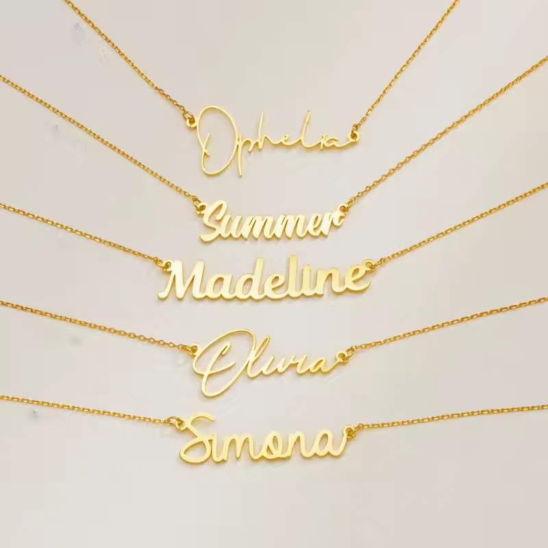 Custom Name Necklace for Women Personalised Cursive Letter Pendant Stainless Steel Jewelry Men Chain Choker Collar Personalizado - Image 2