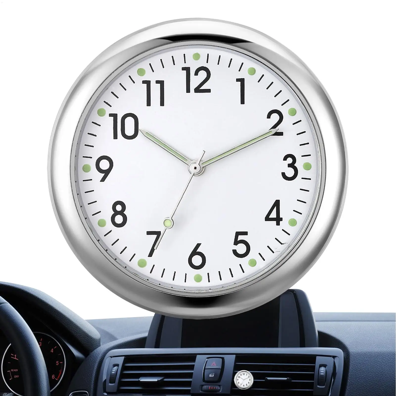 1pc Mini Car Clock Luminous Auto Stick-On Digital Watch Mechanics Quartz Motorcycle Clocks Auto Ornament Car Accessories