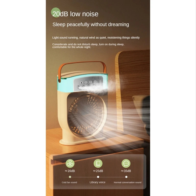 USBパーソナルエアコンファン,ミニ加湿器,7色LEDライト,ラップトップ