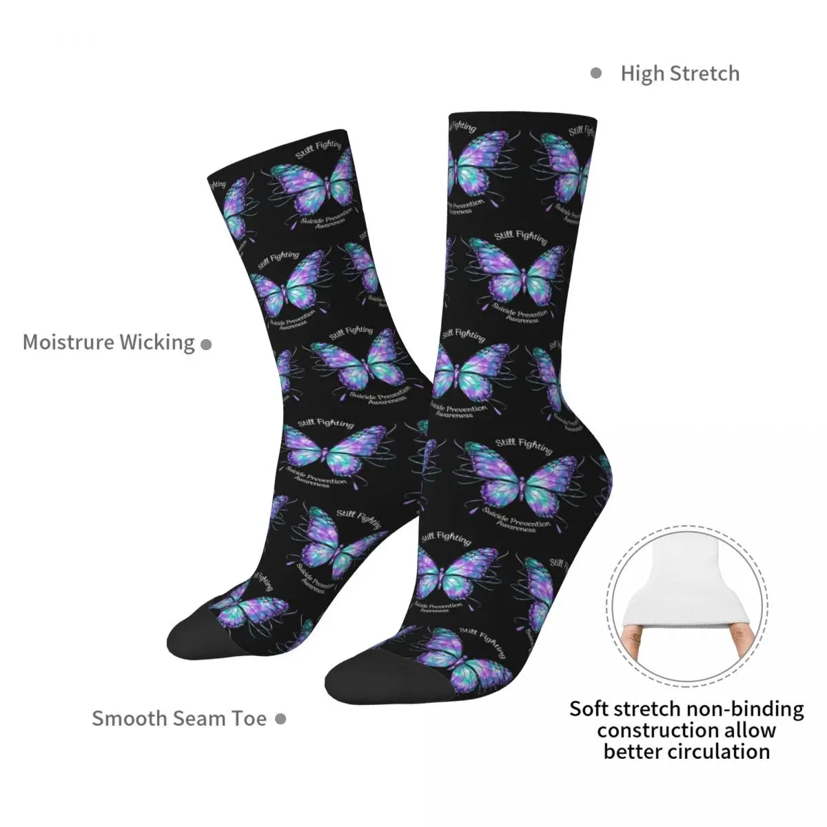 Still Fighting Suicide Prevention Awareness Socks Harajuku Stockings All Season Long Socks Accessories for Unisex Birthday Gifts