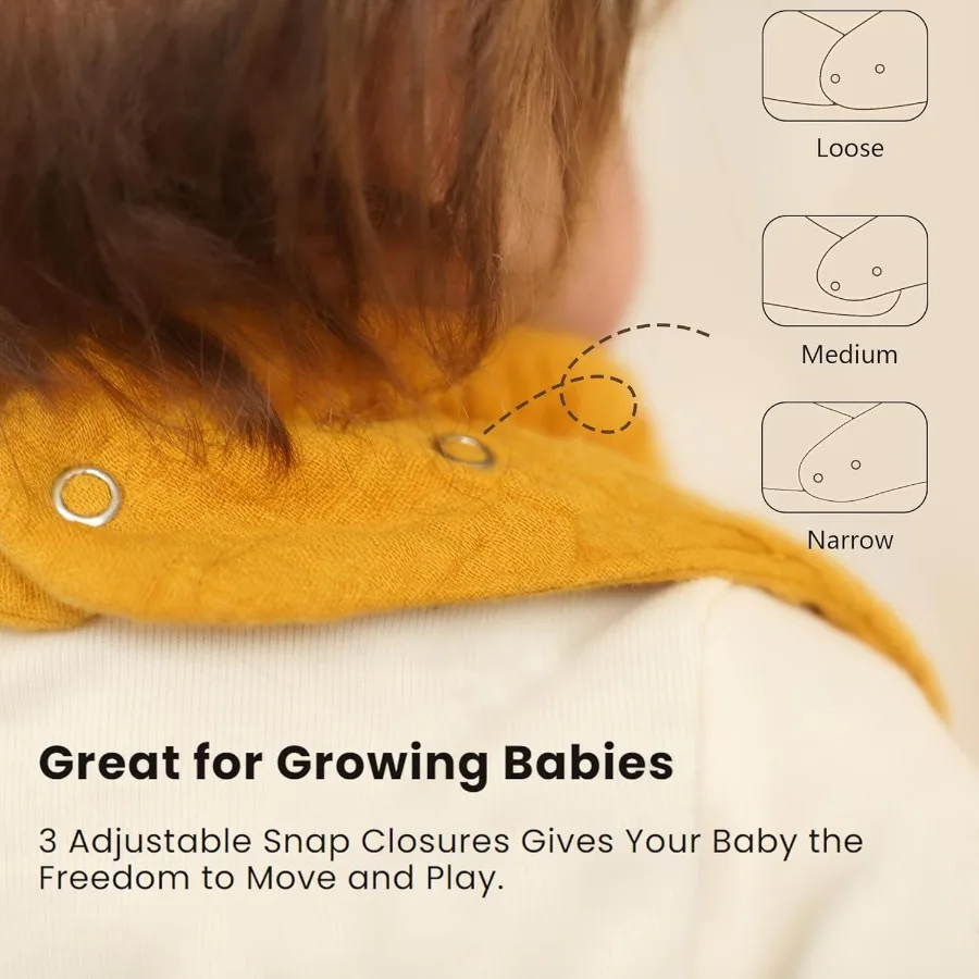 10 عبوات من مرايل أطفال Konssy Muslin للجنسين للأولاد والبنات: مرايل باندانا ناعمة ماصة مصنوعة من 100 قطن مثالية للأسنان