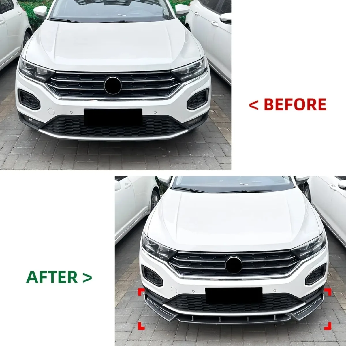 3PCS Car Front Bumper Lip Spoiler For Volkswagen For VW T-ROC T ROC 2018 2019 2020 2021 2022 Standard Version Auto Accessories