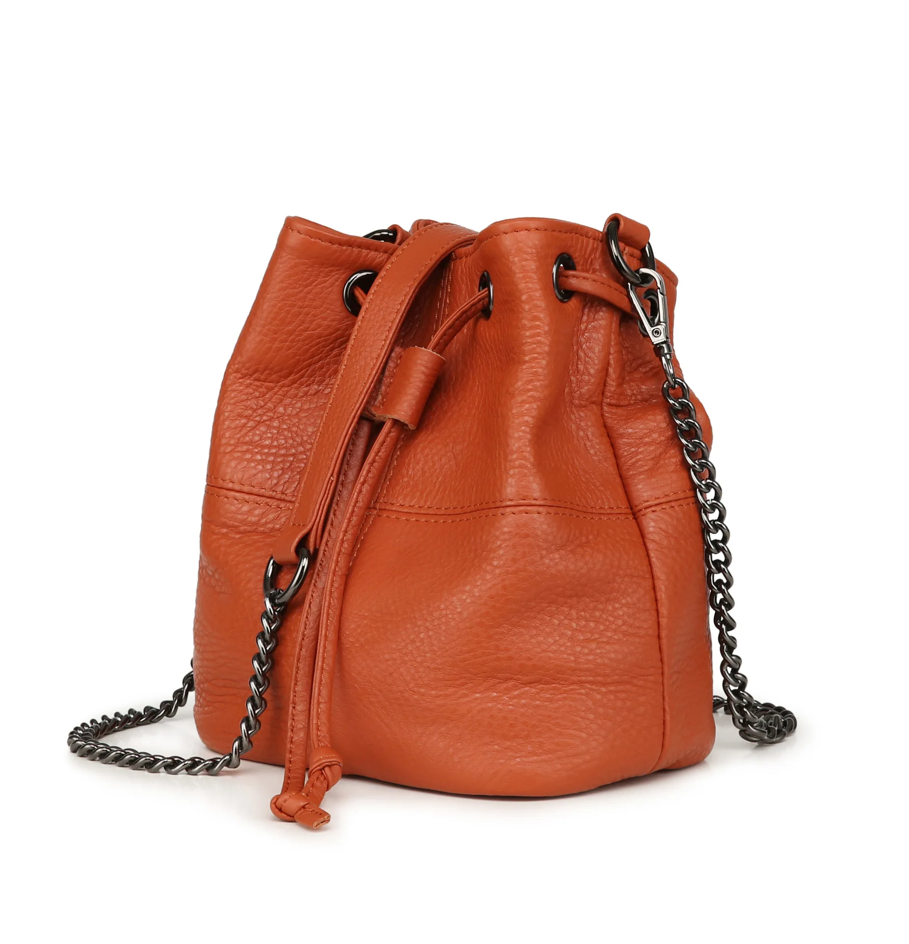 Schouder Dames Crossbody Handtas Mini Emmer Ketting Echt Lederen Mode Y 2K Draagtas Retro Veelzijdige Hand Met Hoge Capaciteit