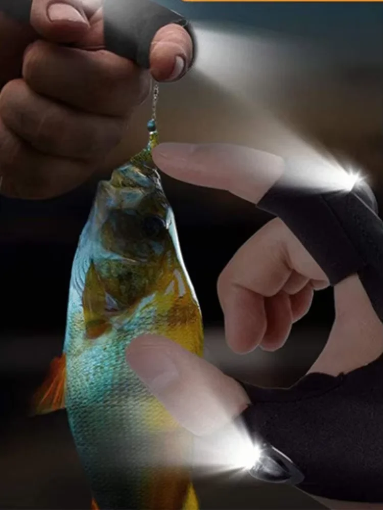 AliExpress NONE Cycling Gloves With Lights Gloves for Fishing Equipment Accessories Glove With Led Fingerless Light Fingers Mittens Apparel