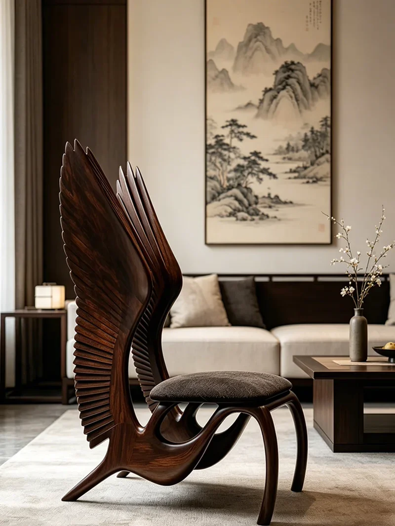 # Swan Leisure Chair Solid Wood North American Black Walnut Durable Modern Minimal Living Room Home Furniture