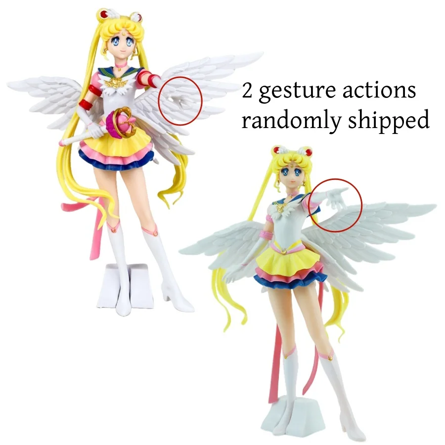 Neue Cartoon 23 cm Anime Sailor Moon Tsukino Action Figure Flügel Spielzeug Puppe Kuchen Dekoration PVC Modell Mädchen Geschenk Spielzeug für kind