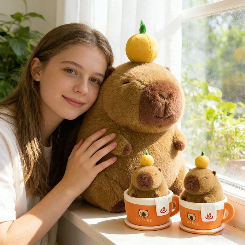 Peluche Capybara Mignonne, Poupée Géante Kawaii, Jouet en Peluche de Dessin Animé, Décoration Maison, Cadeau d'Anniversaire pour Adolescent