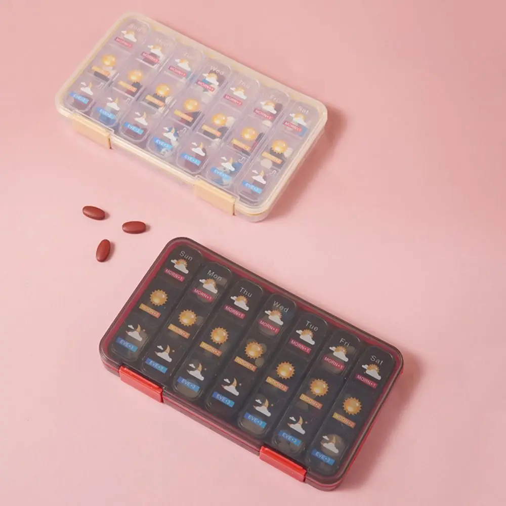 21 شبكة 7-Day منظم حبوب منع الحمل مقاوم للماء مختومة علبة حبوب منع الحمل الأسبوعية مقاوم للرطوبة غطاء منزلق تصميم صندوق تخزين الأدوية #3
