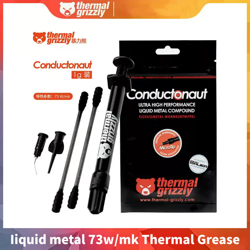 

Thermal Grizzly 1g5g Liquid Metal Thermal Paste 73W/mk High Performance Cooler Compound CPU GPU Cooling Silicone Game PC PS5