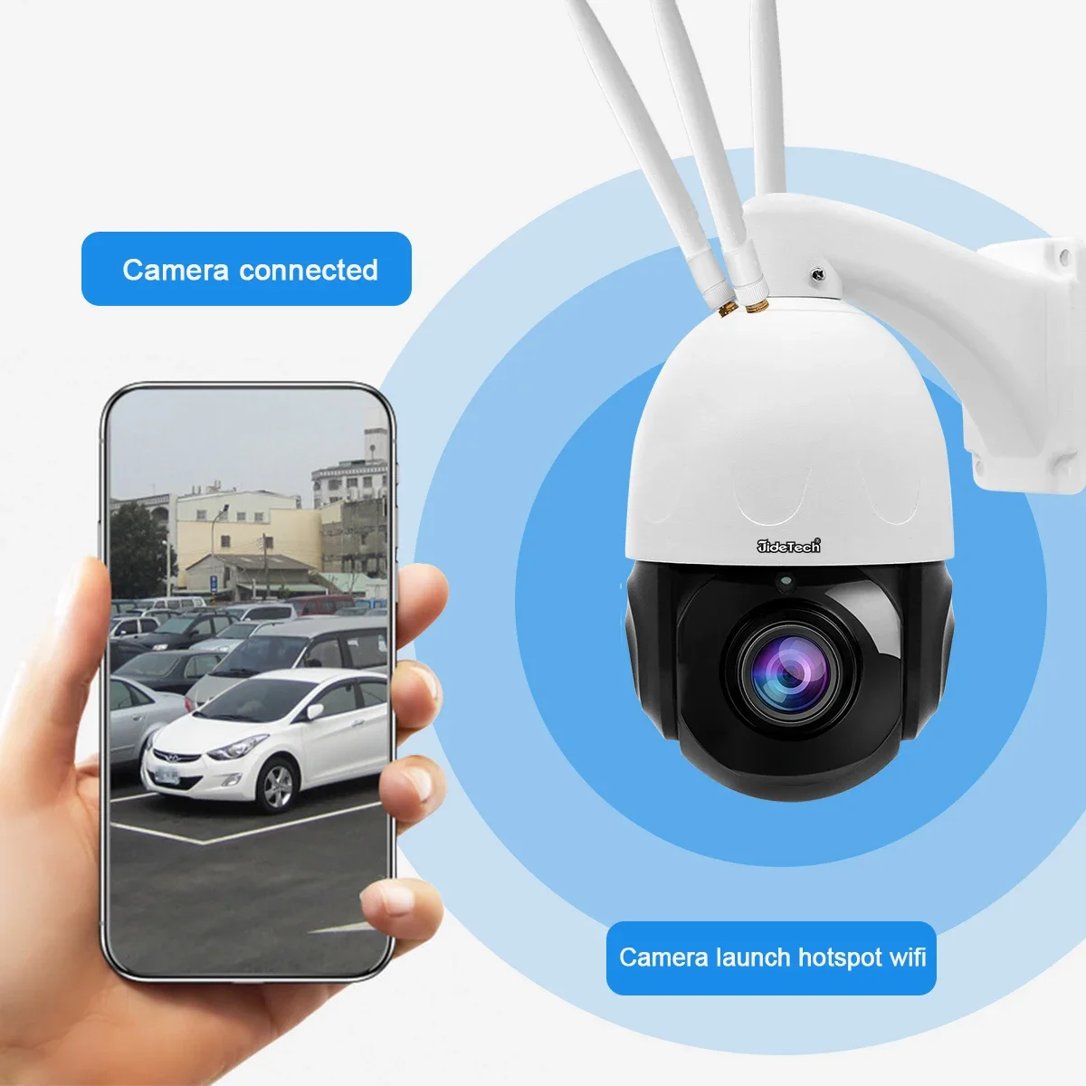 Cámara de red JideTech 5MP 20X Wifi con tres antenas Zoom óptico cámara PTZ cámara de seguridad para el hogar