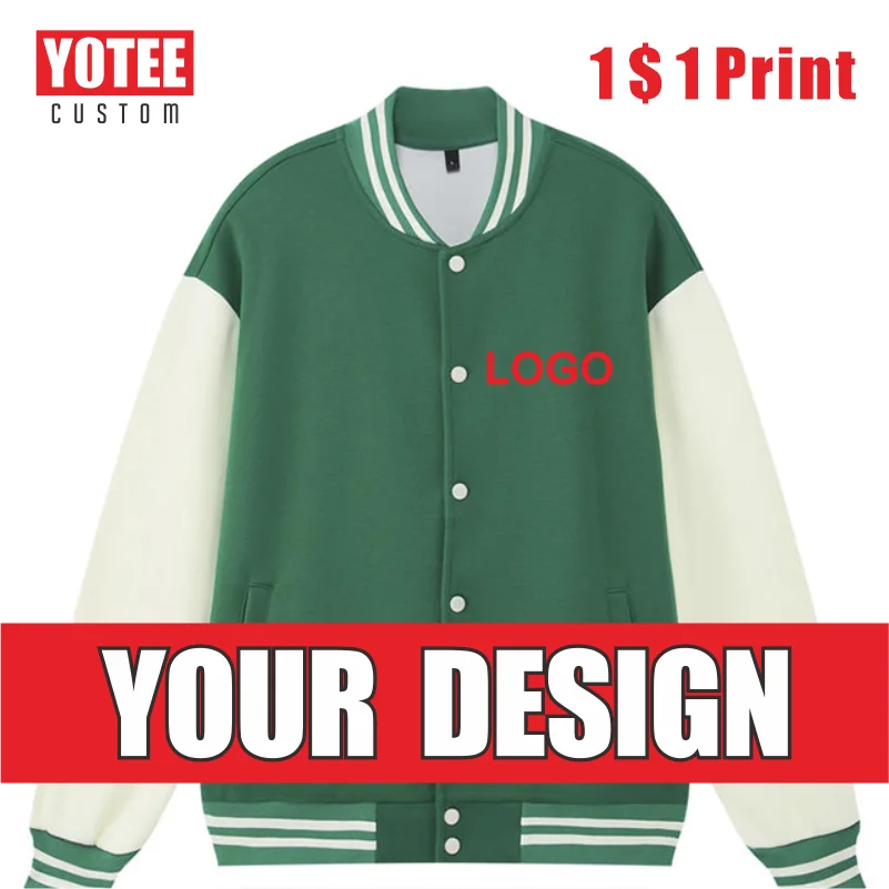 YOTEE20220New Fall And Winter Baseball Uniforms LOGO Custom Printing Embroidery Students Teenagers Ribbed Sleeves Brand Jacket