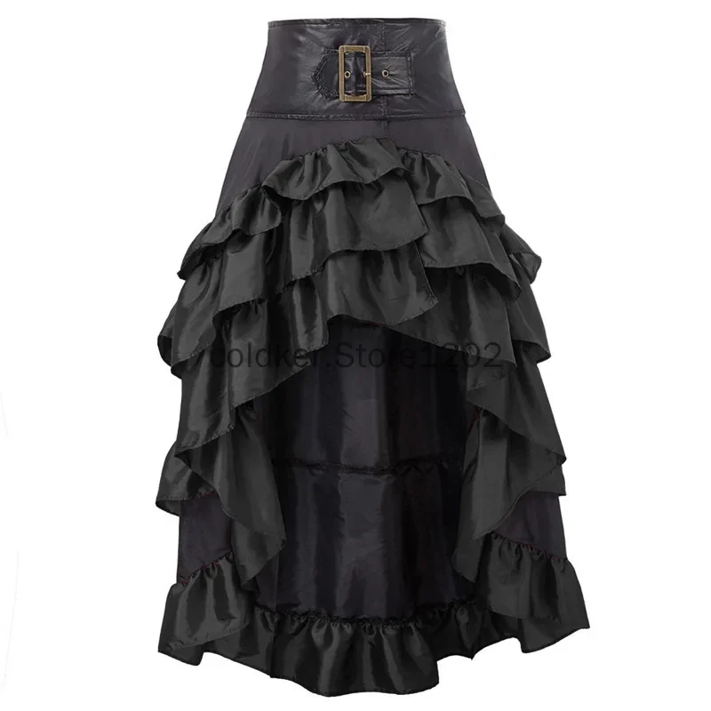 Women's Victorian Vintage Skirt Renaissance Medieval Pirate Peasant Ruffled High Waist Women Corset Skirt view 5