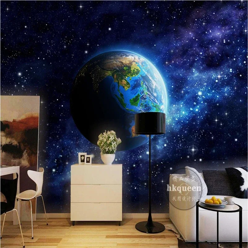 custom Space Earth wallpaper Home Decoration blue fantasy universe Star modern simple wallpaper background wall paper Stickers