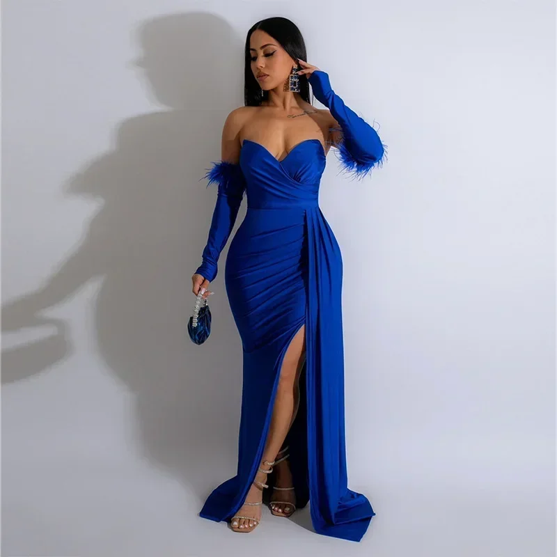 Vestido Maxi Bodycon Longo Feminino com Manga, Vestidos de Noite, Aniversário, Casamento, Natal, Formatura, Festa, Noite, Elegante