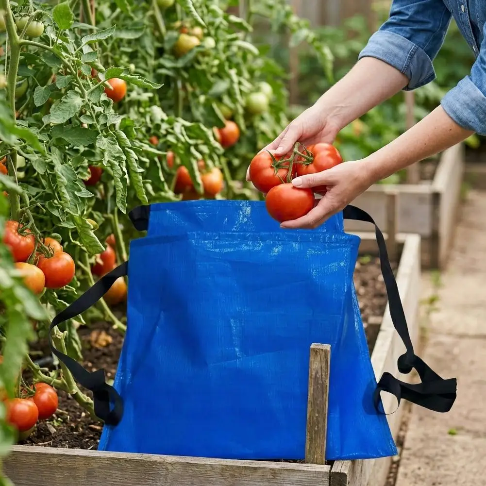 Adjustable Waist Fruit Picking Bag Waterproof Plastic Harvest Storage Pouch Hands-Free Vegetable Garden Harvesting Apron Bag
